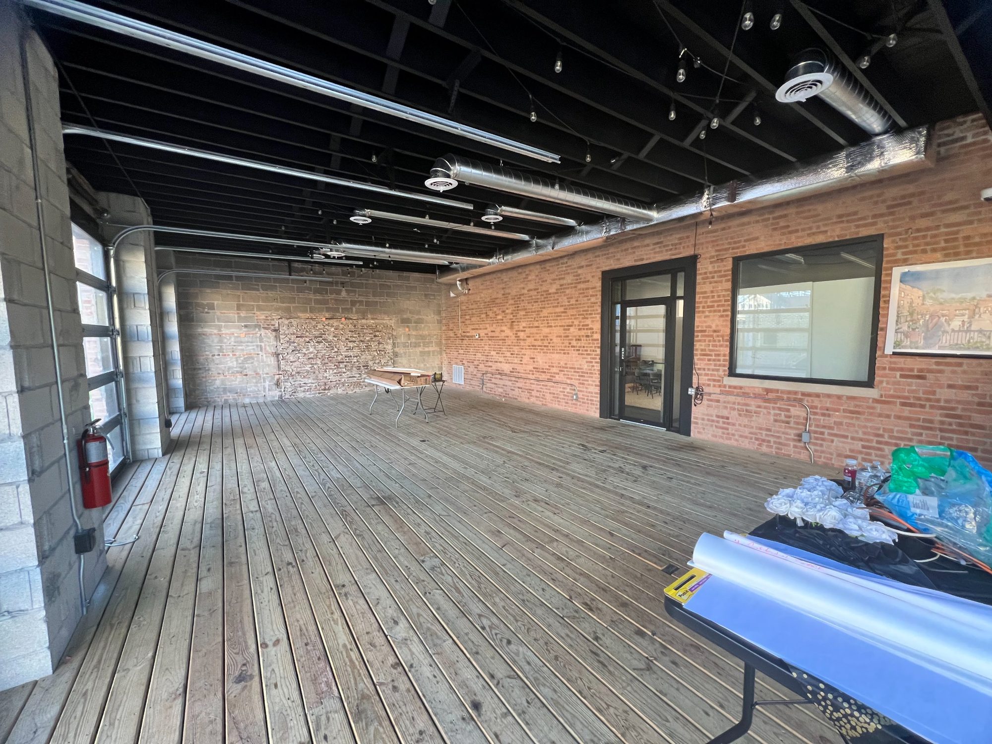 Shell space with exposed brick before build-out