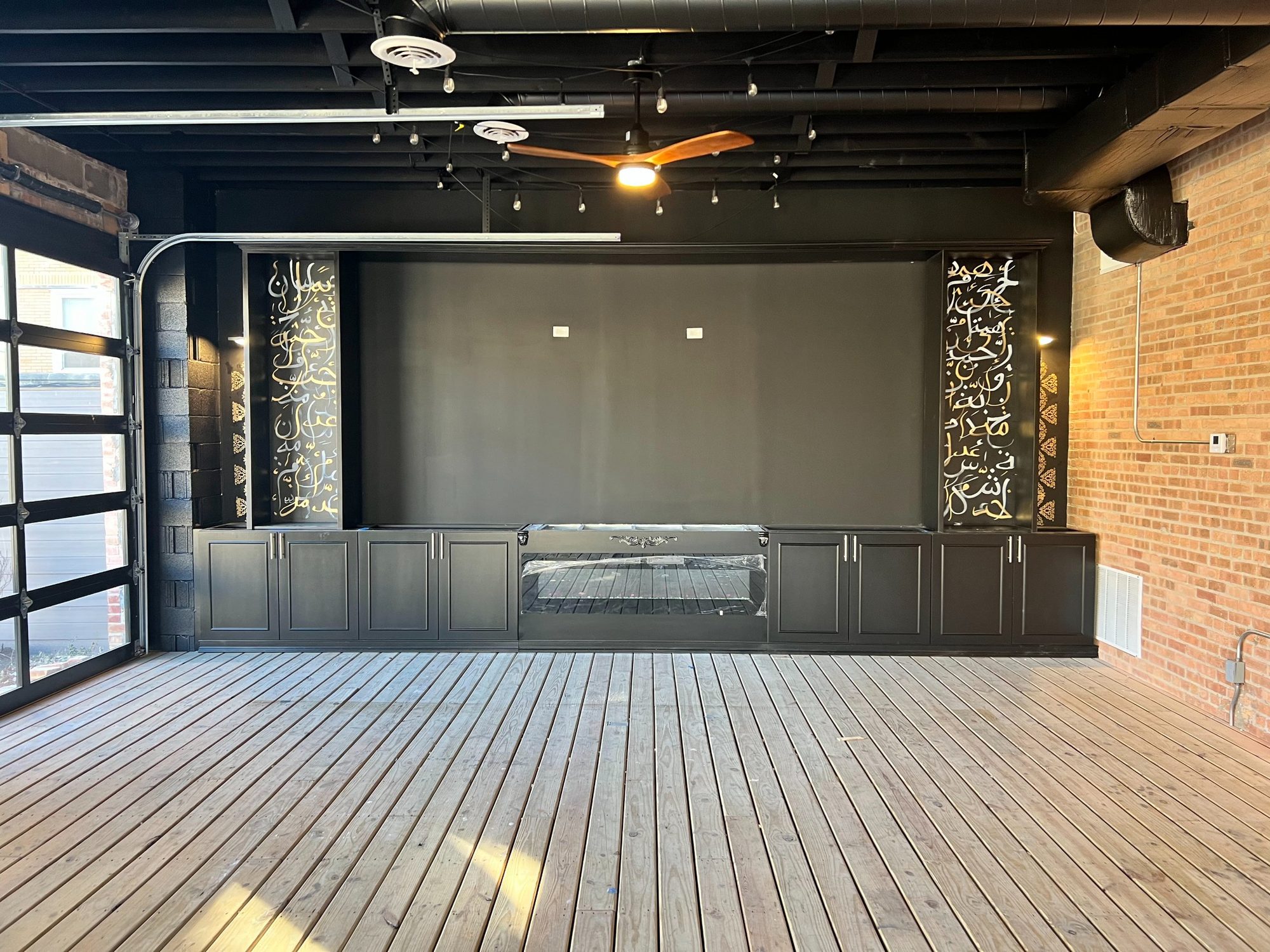 Custom media wall and built-in cabinetry